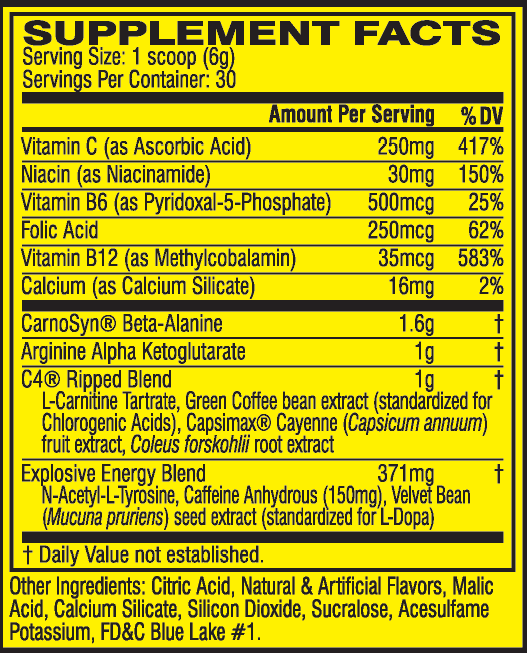 c4 ripped supplement facts